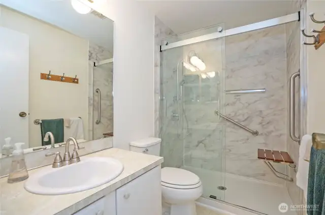Main bath with good size shower updated just a few years ago.