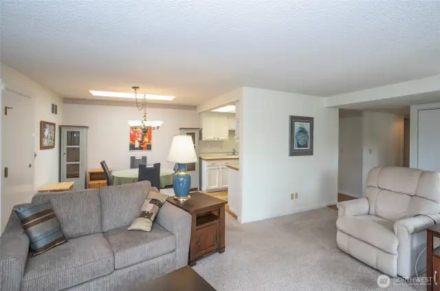 Living room in to dining area.