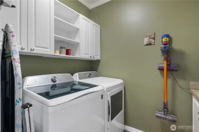 The Utility Room will surprise you with it's form and function boasting custom cabinetry, and extra space for pantry items as well.