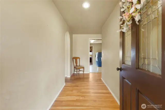 Front door entry with wide front hall.