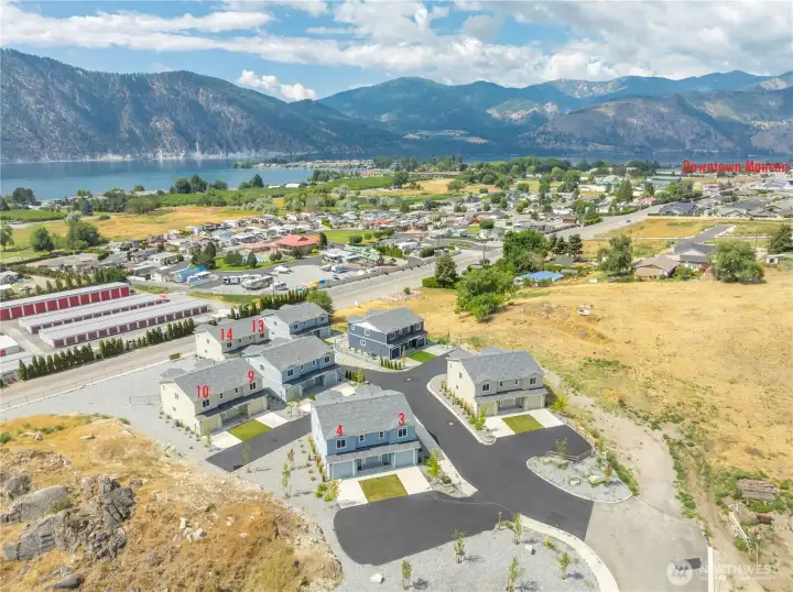 Aerial view of the complex showing close proximity to downtown Manson.