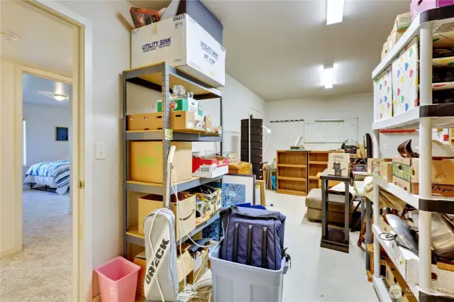 So much storage, plus room for workshop, project space!