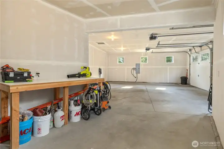 Two car garage with storage
