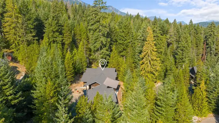 Aerial view of home and neighborhood