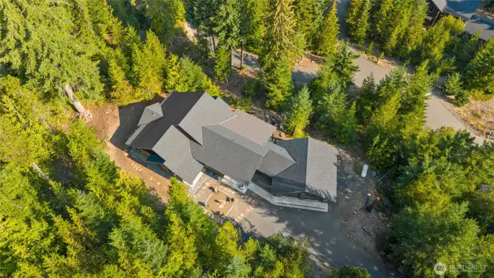 Aerial view of home and neighborhood