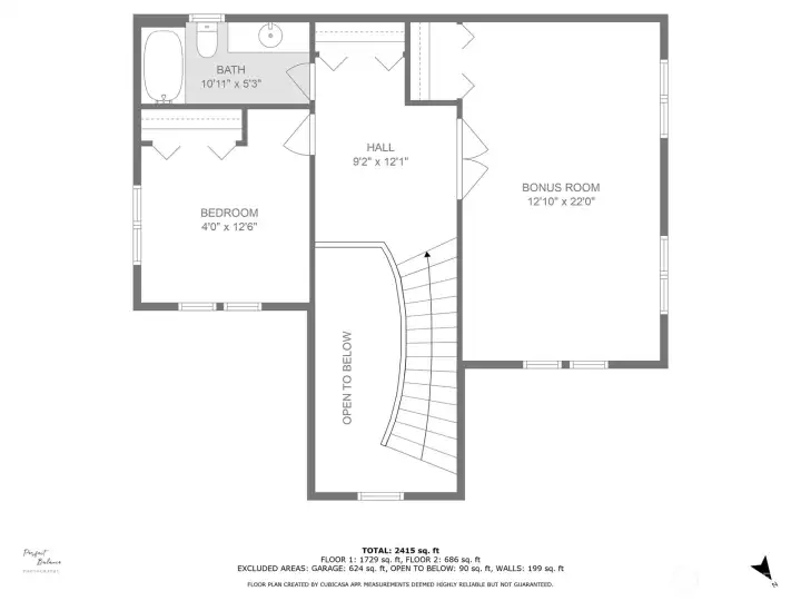 Upper level floorplan.