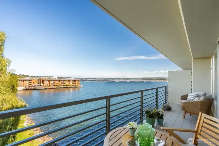 The tiled deck is private and spacious giving you room to relax outside.