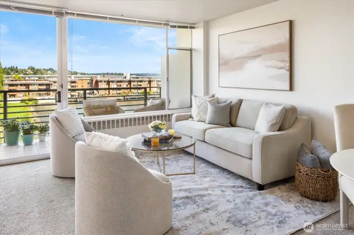 The inviting Living Room was just repainted and has amazing natural light.