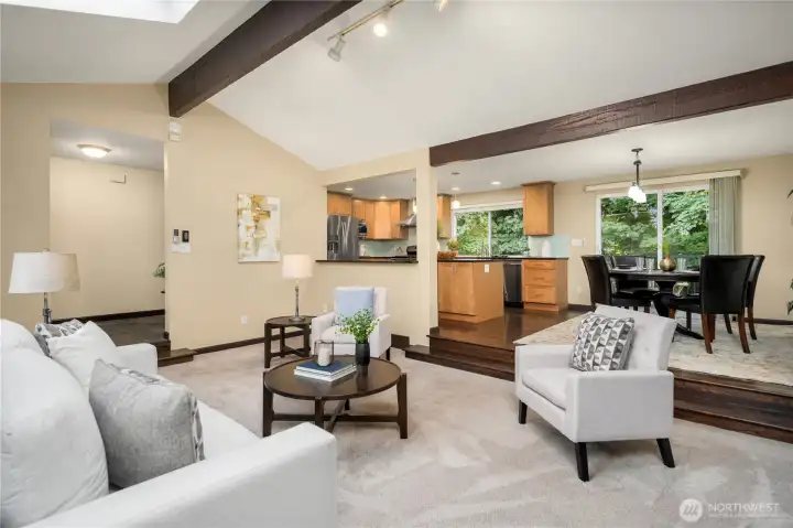 Modern updated and bright NW style home with surround sound capabilities...