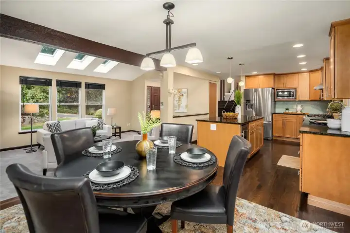 Open floor plan and dining area