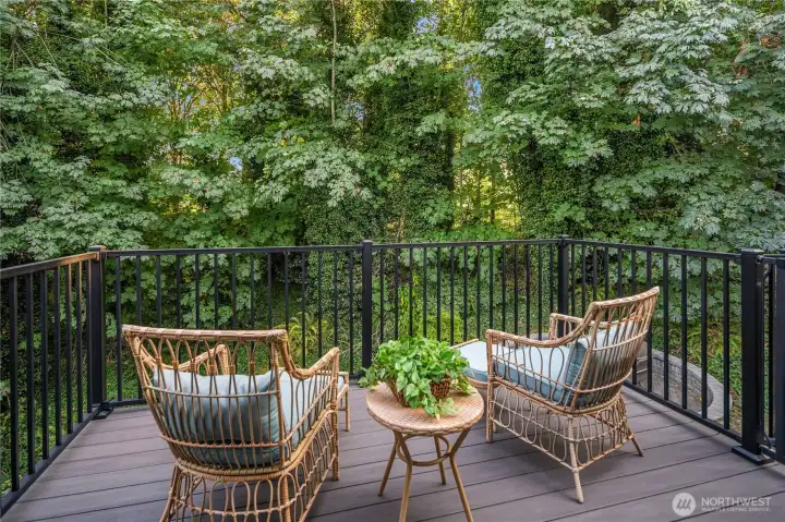 fantastic upper level covered deck with automatic sunshade