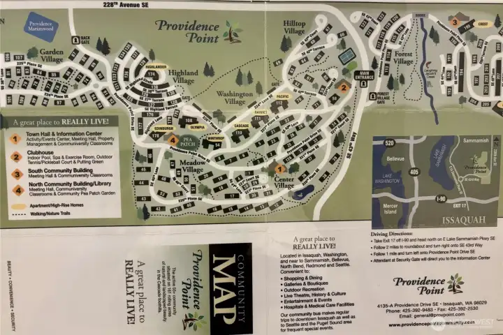 A map of Providence Point's Villages and all its amenities