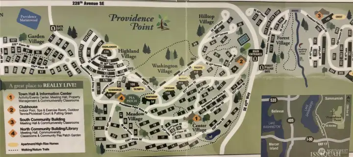 A map of Providence Point's Villages and all its amenities