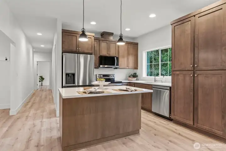 Kitchen with Island and Pantry
