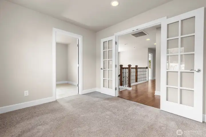 Flex/den space with French doors Flex/den space with French doors