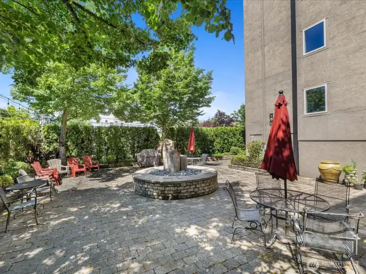 The gated courtyard is a lovely space to hang out and enjoy the beautiful weather.