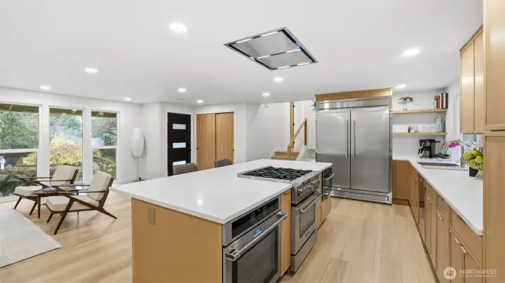 Sightlines to the dining and living space from the kitchen. Sightlines to the dining and living space from the kitchen.