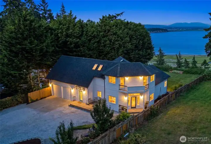 Stunning waterfront home with mountain views