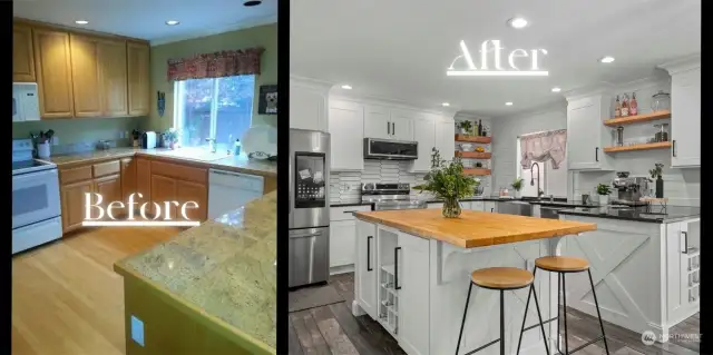 Some before and after photos to show you the scope of work that has been done to create a brand new, timeless and move in ready home. The sellers have done the hard work and are now ready to pass their masterpiece along to you to enjoy!