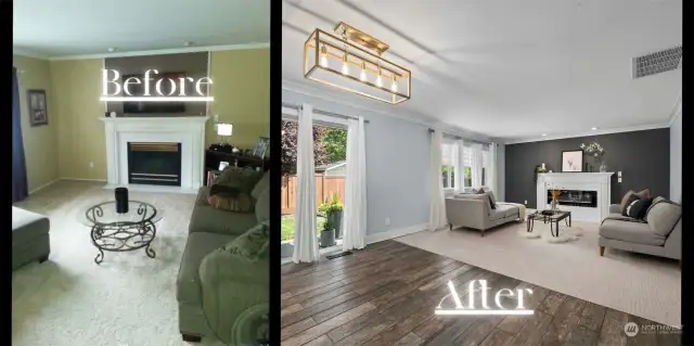 Some before and after photos to show you the scope of work that has been done to create a brand new, timeless and move in ready home. The sellers have done the hard work and are now ready to pass their masterpiece along to you to enjoy!