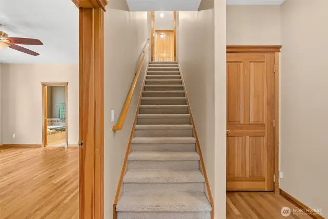 Here is the staircase to the upper room which could be bonus or bedroom #5  master is bedroom #4