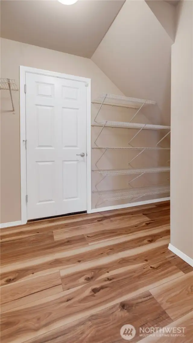 Walk in pantry with entry to the garage.