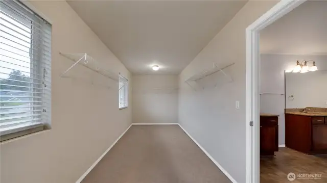 Large walk in closet in th primary suite is nearly the size of a bedroom.  Huge!