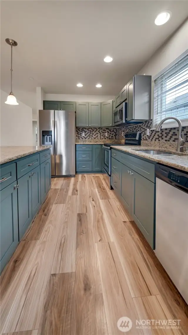 Kitchen comes newer cabinets and all appliances stay.
