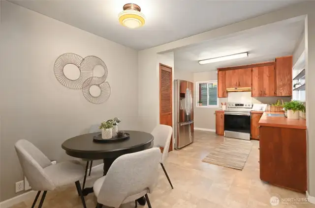 Kitchen has second entrance from carport