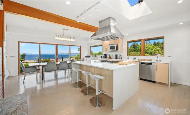 The kitchen features high-end appliances to satisfy even the most discerning chef.