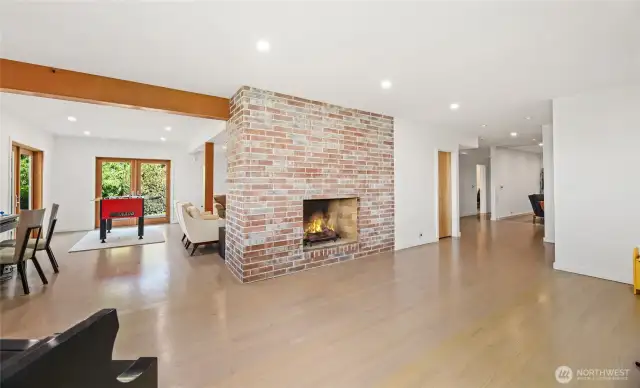 The lower level looking toward the rec room and the office to the right.