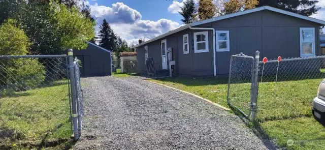 Freshly laid gravel driveway.