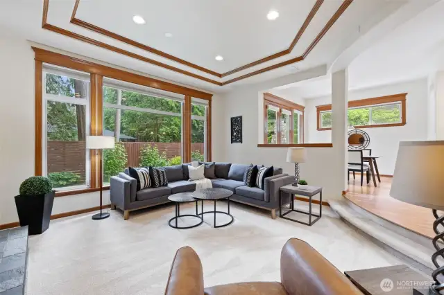 Tall windows let in the natural light.