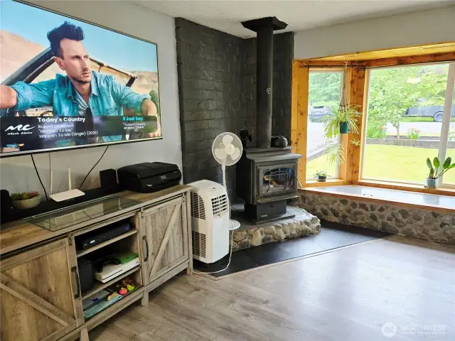 Cozy living room with Woodstove.