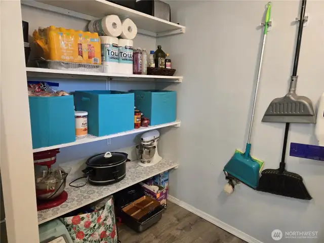 This was the location for the 1/2 that was removed to make pantry spake.  Plumbing is still there and can be hooked back up.  Room for a full bathroom. Stack the washer and dryer and put the entrance back in on the other side of that wall where it use to be.