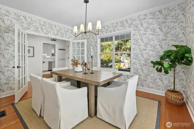 Formal dining room with French Doors.