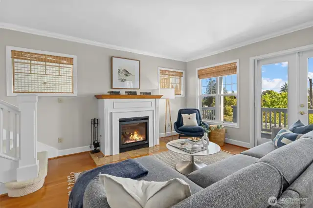 With its own gas fireplace.