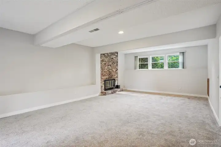 Rec room with new carpet