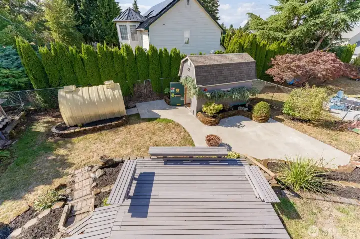 Looking into back yard from upper deck.