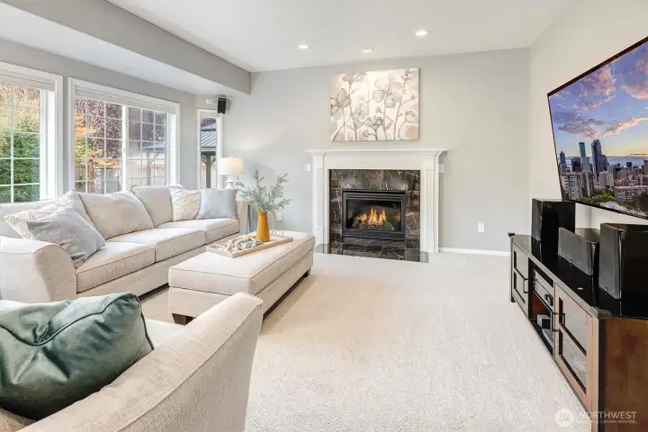 Granite surround on fireplace