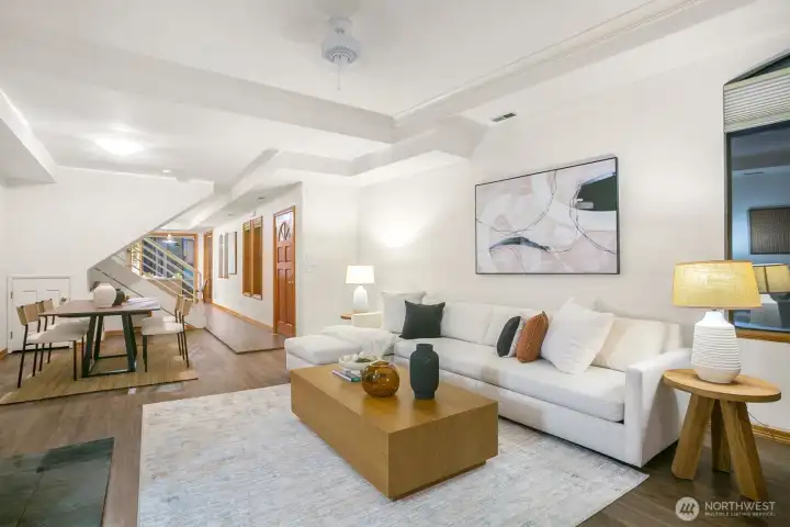 The open and flexible floorplan is full of light and flows so well