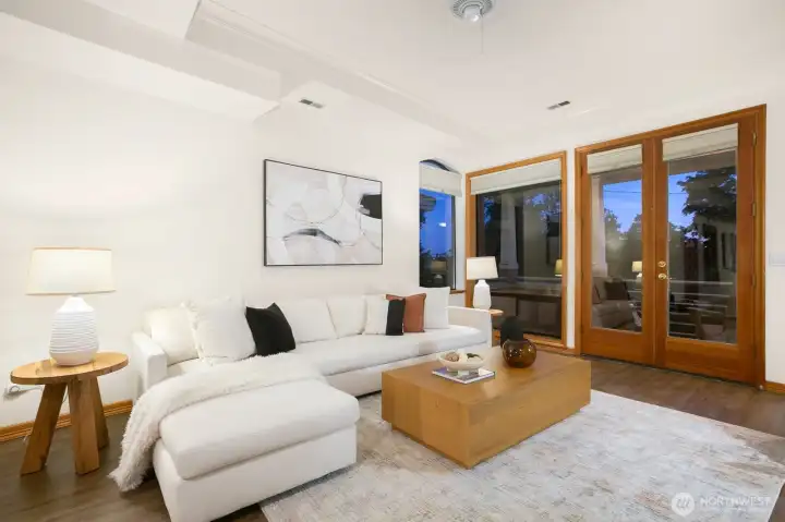 The living room gets fabulous light!