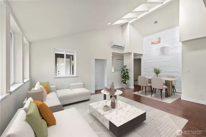 Virtually Staged living and dining area