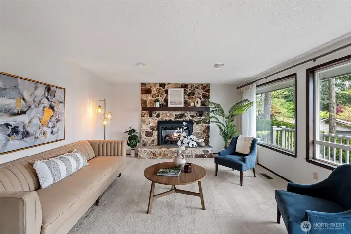 Relax by the cozy gas fireplace.  This is a great place to read, visit, or reflect.