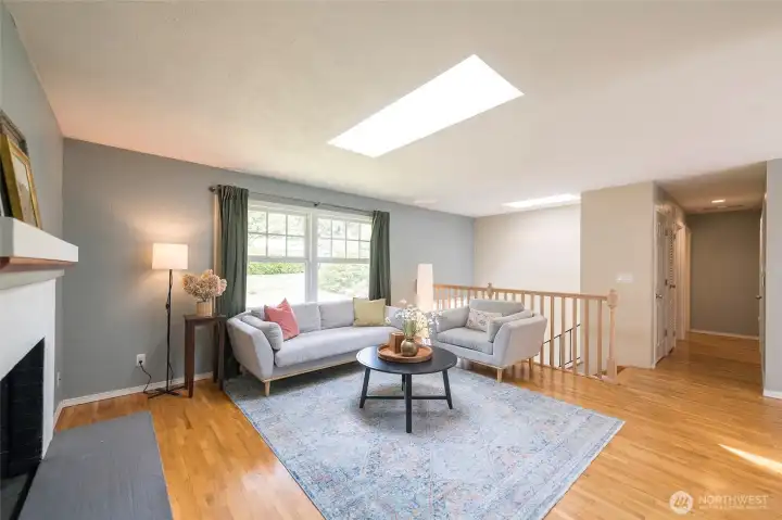 Natural light pours through large windows.