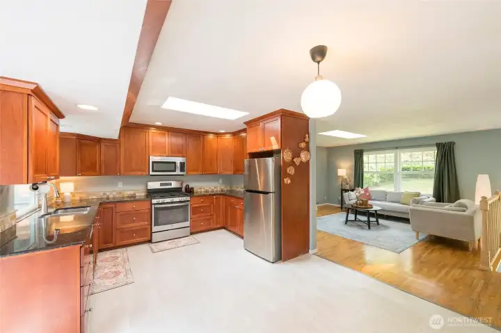 Dining area open to the kitchen for easy flow gatherings.