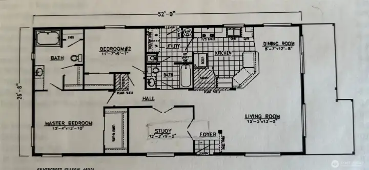 Home’s layout shown with cottage porch on the right