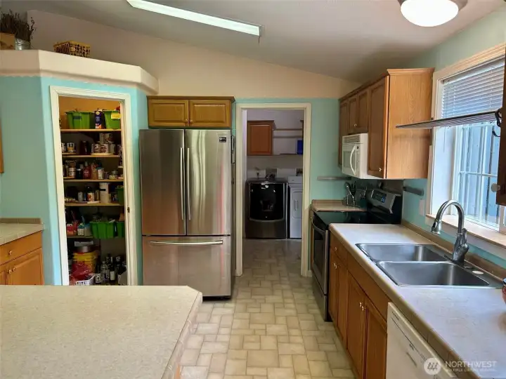 Walk-in-pantry to the left utility room entrance center, dishwasher on the right