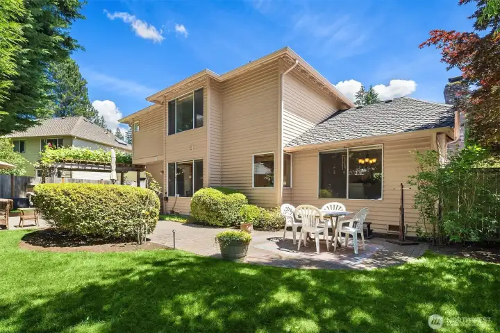 Enjoy the private backyard and multiple patio areas