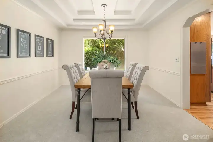 A beautiful Semi Formal Dining Room  / New Carpet and Paint Throughout